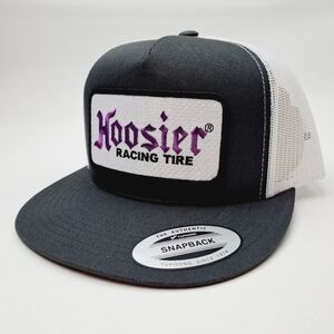 Hoosier embroidered patch Flat Bill Trucker Mesh Snapback Cap Hat Gray & White